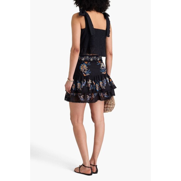 FARM Rio Ruffled Broderie Anglaise Tank Black Eyelet Tie Straps Medium $144 - Picture 4 of 12